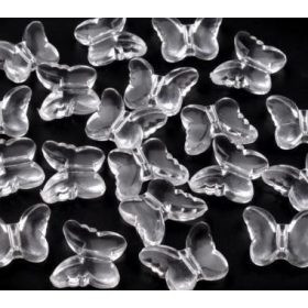 Gyöngy, pillangó - 1,5x1,8cm - 1db - áttetsző