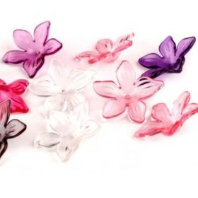 Gyöngy, virág - 2,9cm - 10db/csomag - vegyes szín