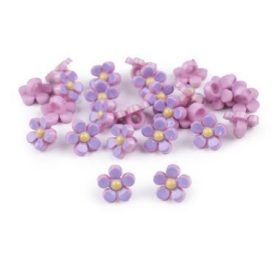 Gomb, 1,1cm - virág - lila- 1db