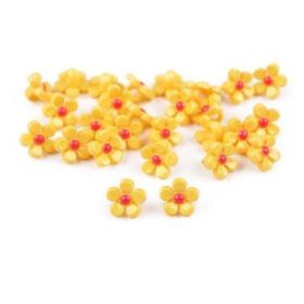Gomb, 1,1cm - virág - sárga - 1db