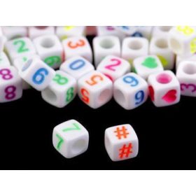 Gyöngy, kocka - 0,6mm - 50db - számok