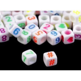 Gyöngy, kocka - 0,6mm - 50db - számok