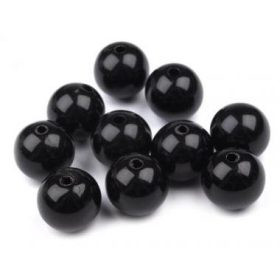 Műanyag gyöngy, 1cm - 20db - fekete