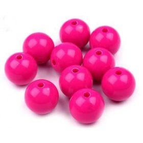 Műanyag gyöngy, 1cm - 20db - pink