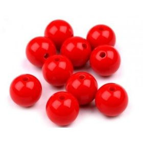 Műanyag gyöngy, 1cm - 20db - piros