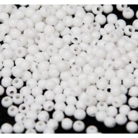 Műanyag gyöngy, 3mm - kb. 400db/csomag - fehér