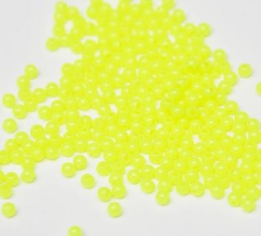 Műanyag gyöngy, 3mm - kb. 400db/csomag - neonsárga