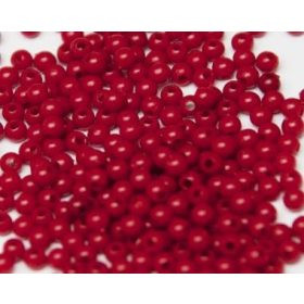 Műanyag gyöngy, 3mm - kb. 400db/csomag - piros