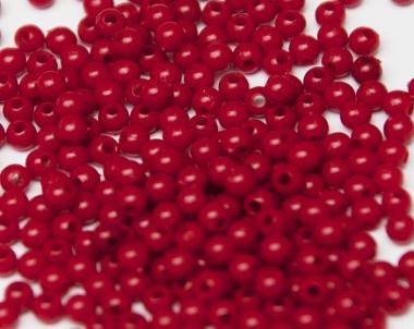 Műanyag gyöngy, 3mm - kb. 400db/csomag - piros
