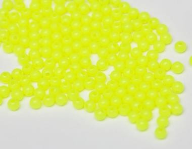 Műanyag gyöngy, 4mm - kb. 250db/csomag - neonsárga