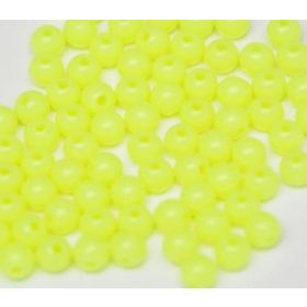 Műanyag gyöngy, 6mm - kb. 50db/csomag - neonsárga