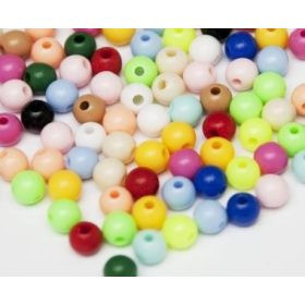 Műanyag gyöngy, 6mm - kb. 50db/csomag - vegyes