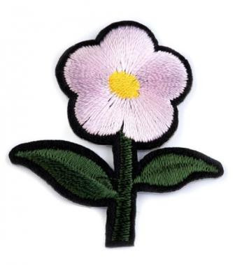 Vasalható folt, virág szárral, 3,8x4,3cm - rózsaszín - 1db